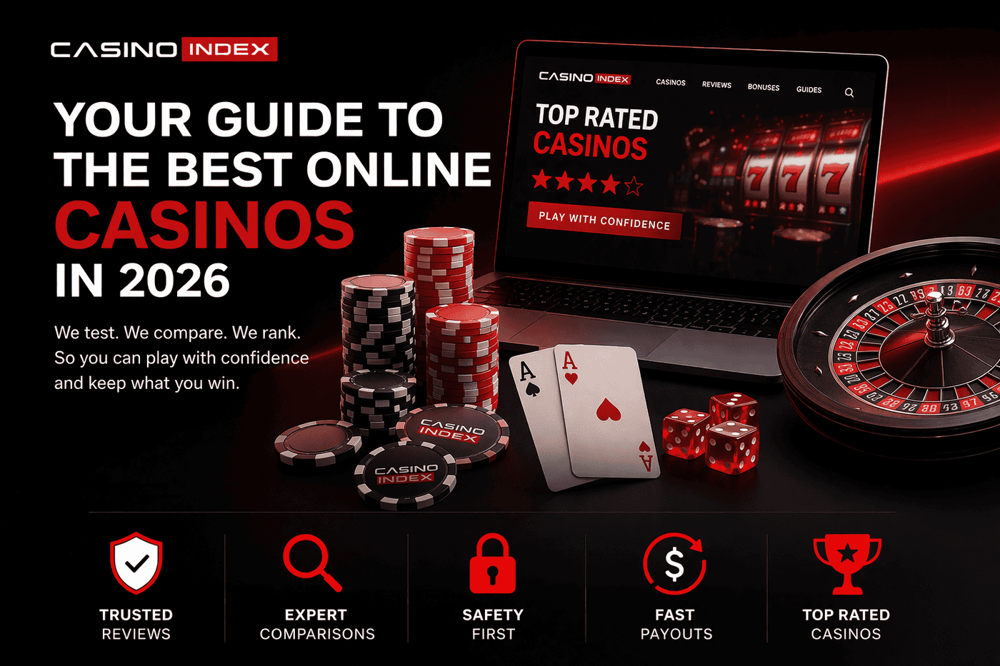 Best online casinos 2026 guide by CasinoIndex showing trusted casino rankings and comparison platform