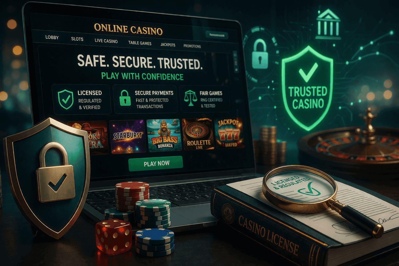 Safe online casino security checks including licensing verification secure payments and fair gaming systems