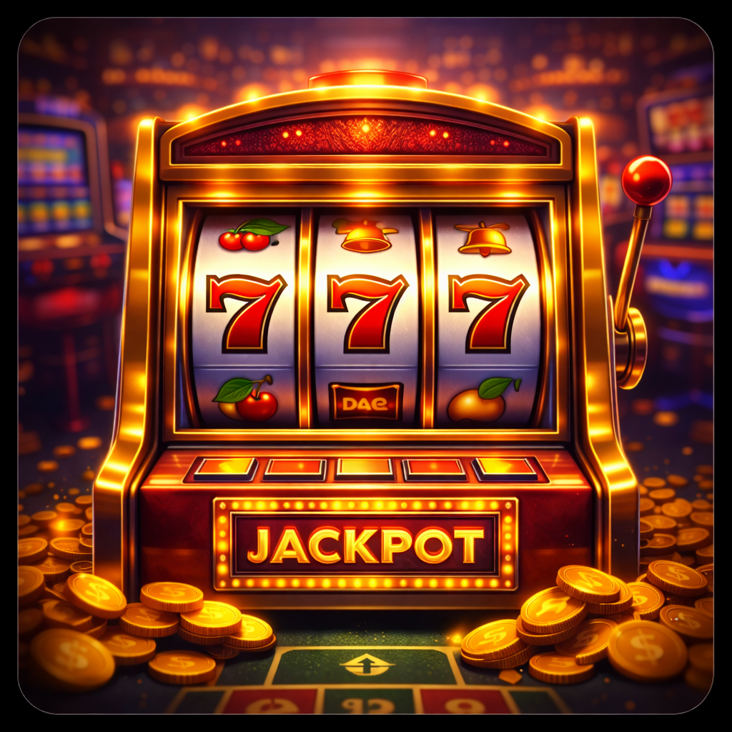 casino slot machine with jackpot and spinning reels