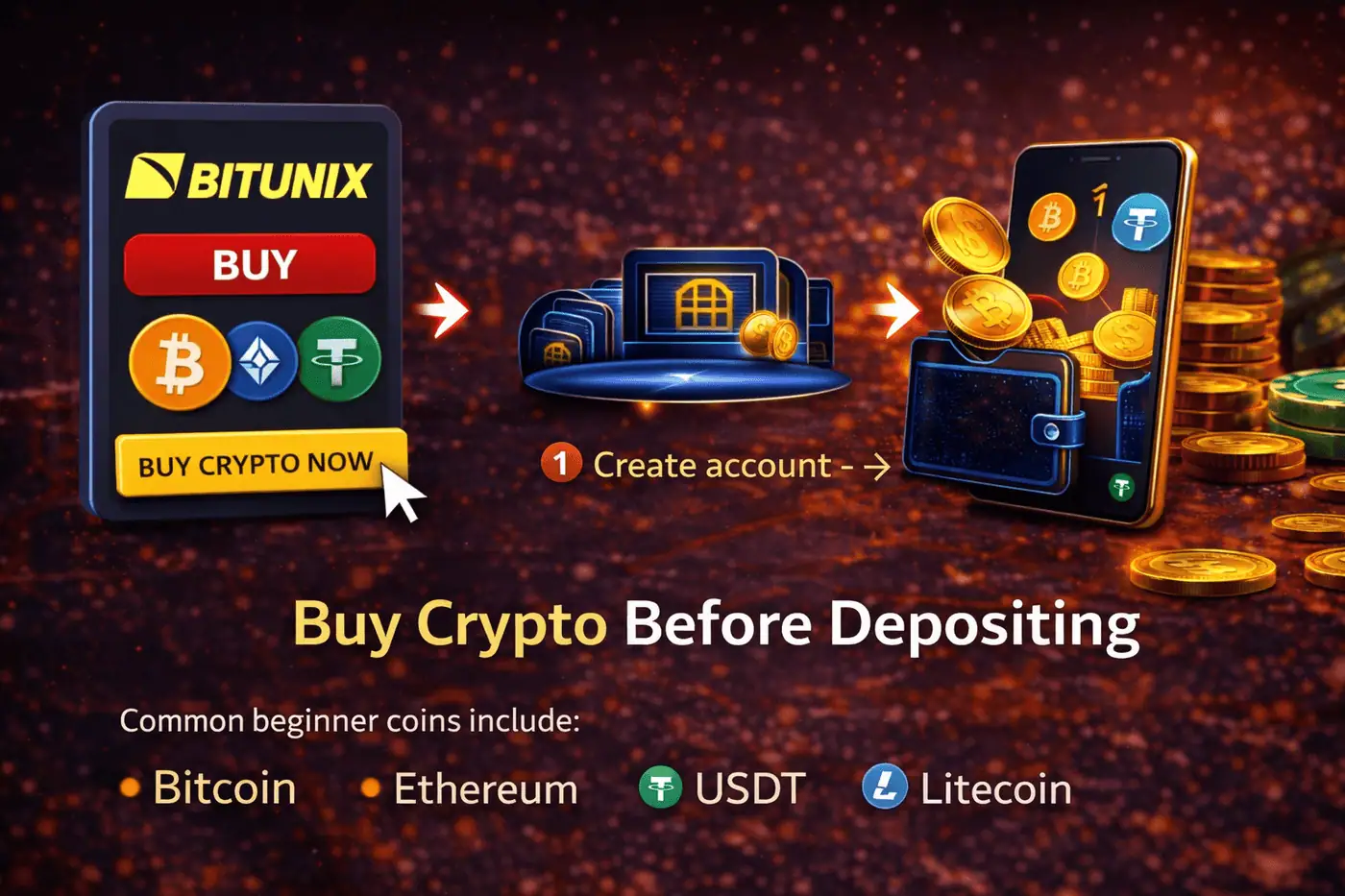 Buy crypto before depositing to online casinos using Bitunix exchange – Bitcoin Ethereum USDT Litecoin guide