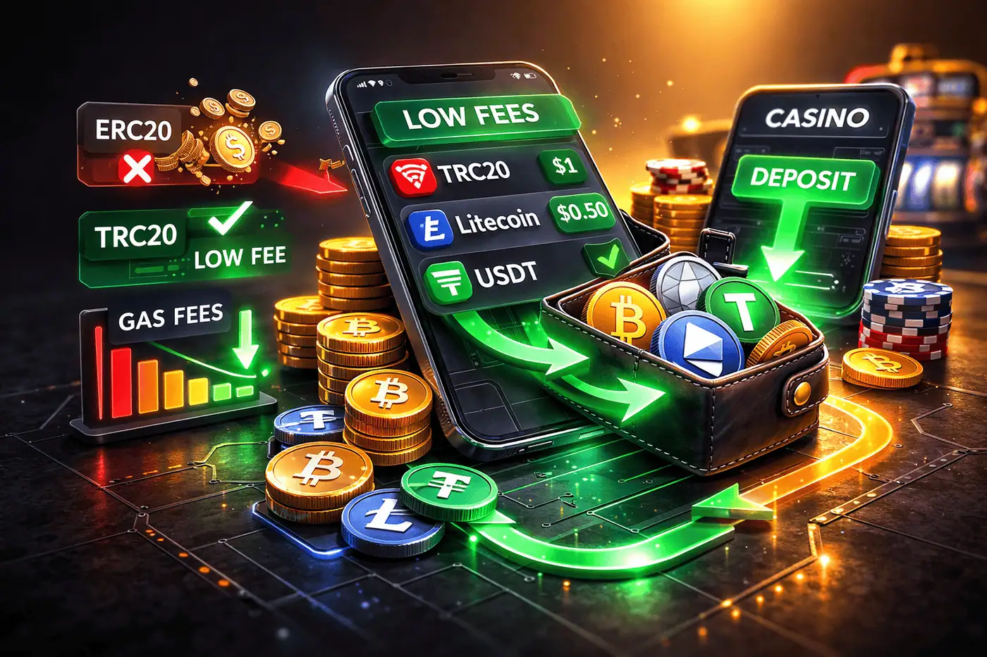 How to reduce crypto casino deposit fees using TRC20 Litecoin and low fee networks
