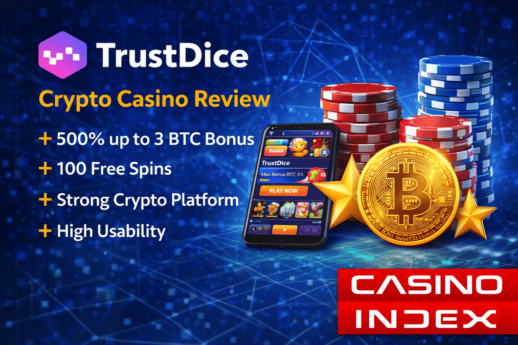 TrustDice casino review crypto gambling platform with 500 percent bonus and free spins