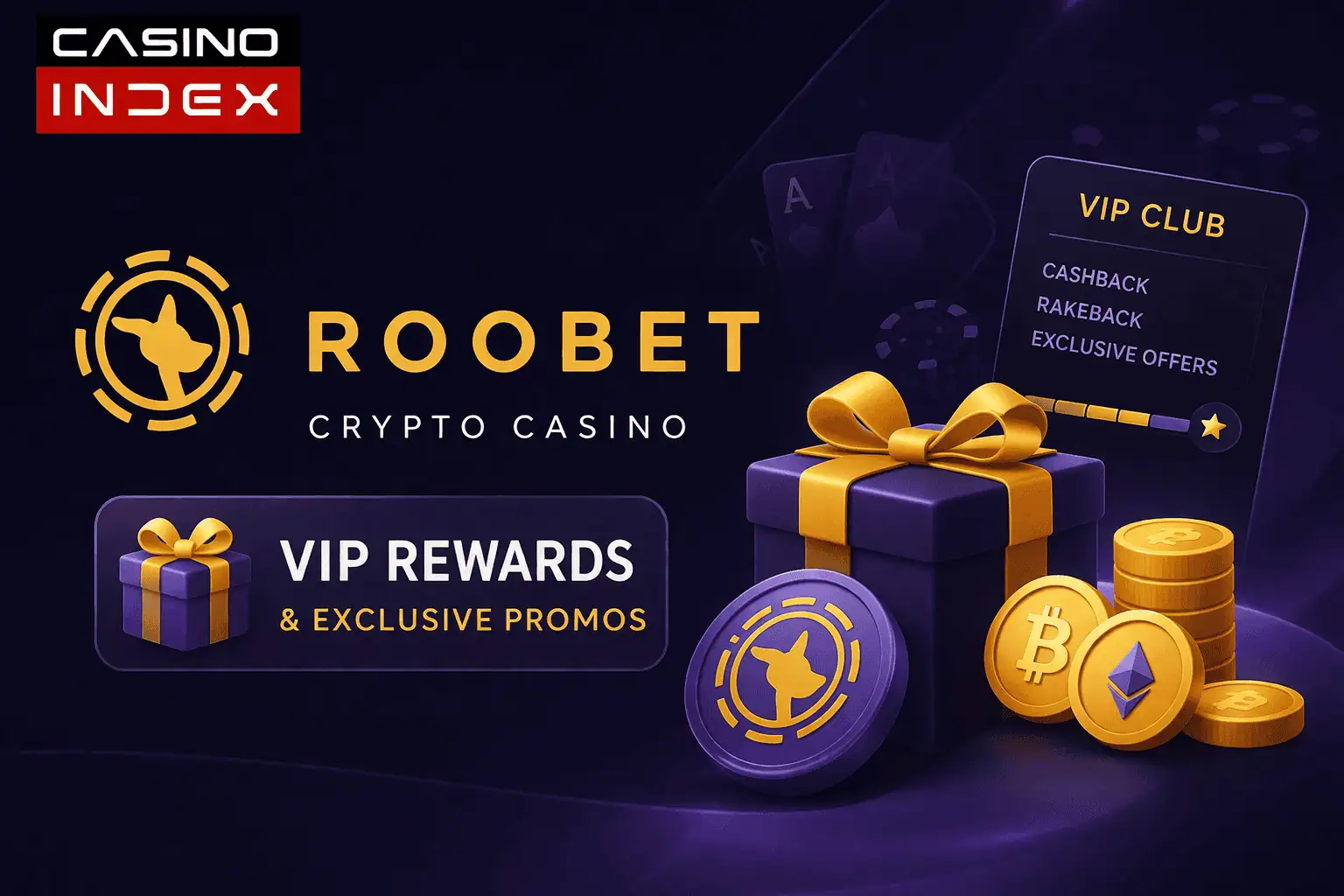 Roobet crypto casino VIP rewards bonus promotions banner