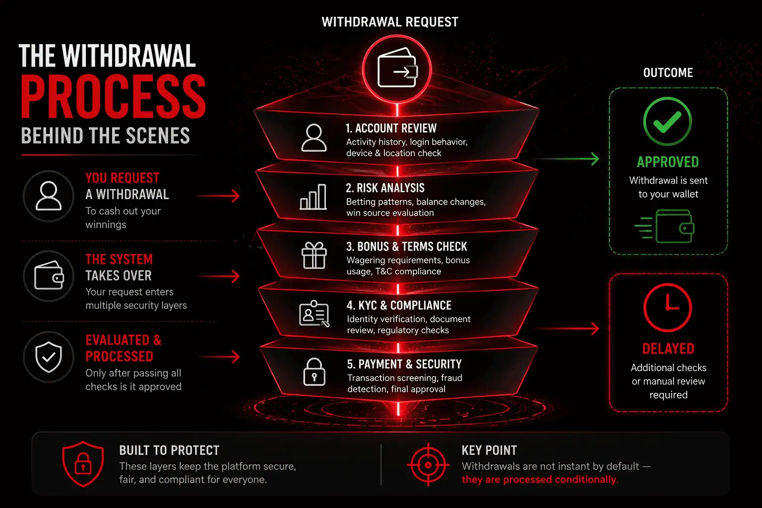 casino withdrawal process explained with risk checks verification and payout approval