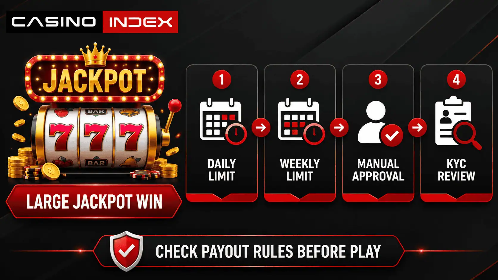 Microgaming jackpot withdrawal limits showing daily limits, weekly limits, manual approval, KYC review, and crypto payout checks after large wins.
